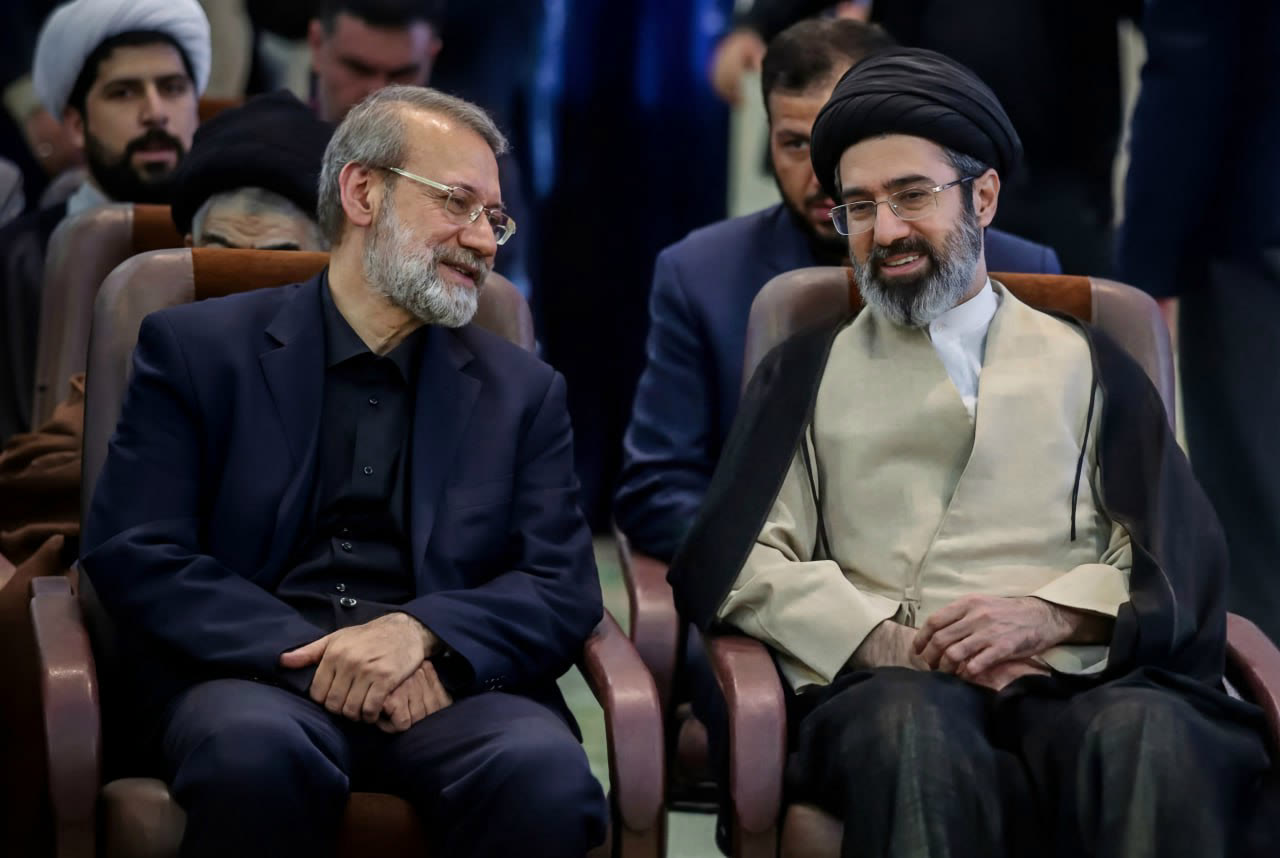 Mojtaba Khamenei (right) and Ali Larijani, who was killed in March (file photo)