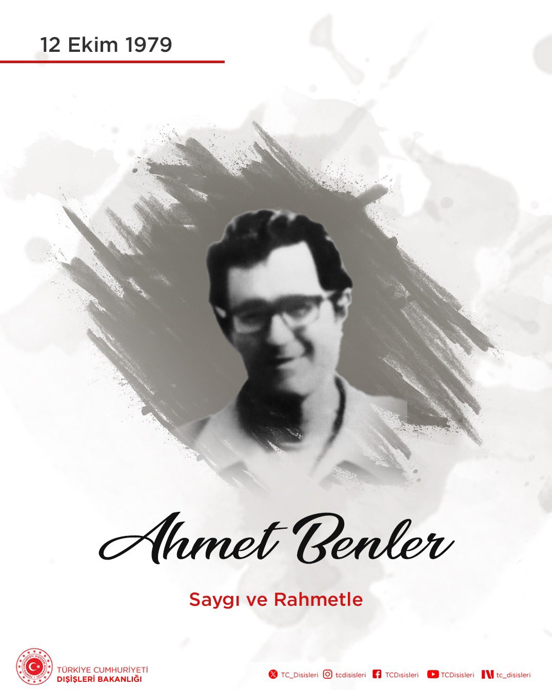 Dışişleri Bakanlığının Ahmet Benler'i anma görseli