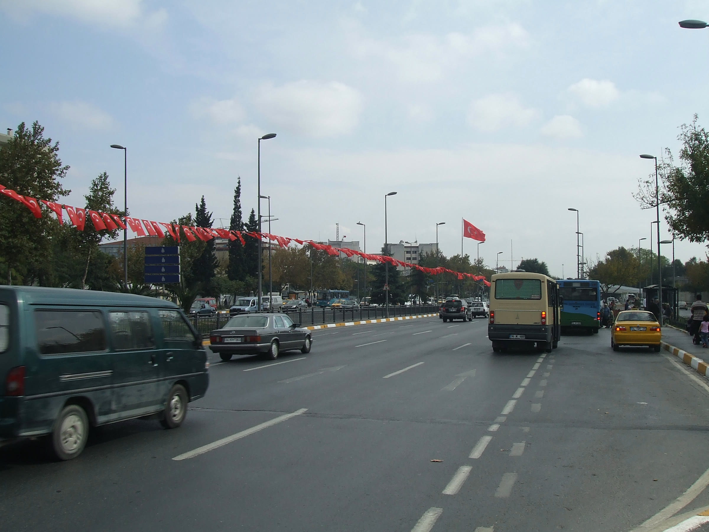 Vatan Avenue decorated with Turkish flags