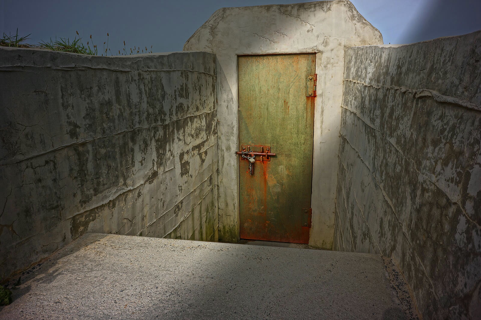 A shelter door (illustrative)