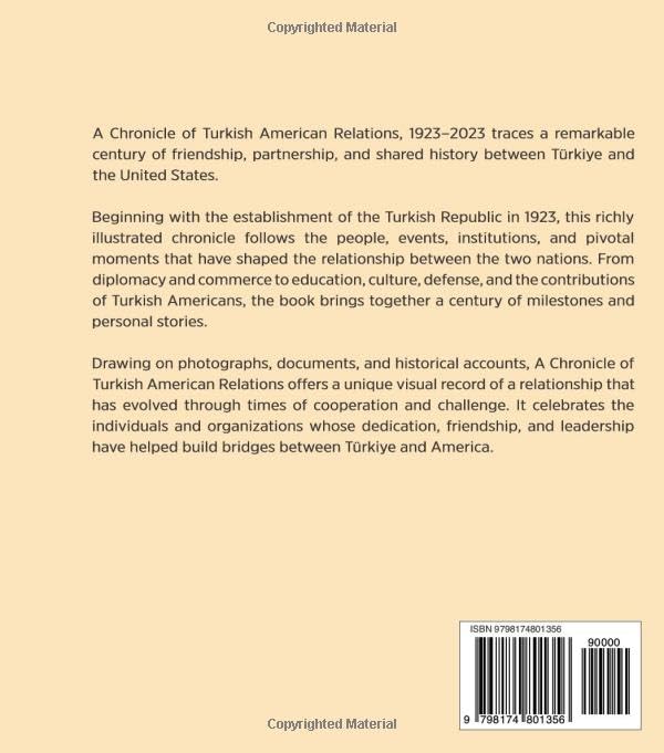 "A Chronicle of Turkish American Relations" kitabının arka kapağı