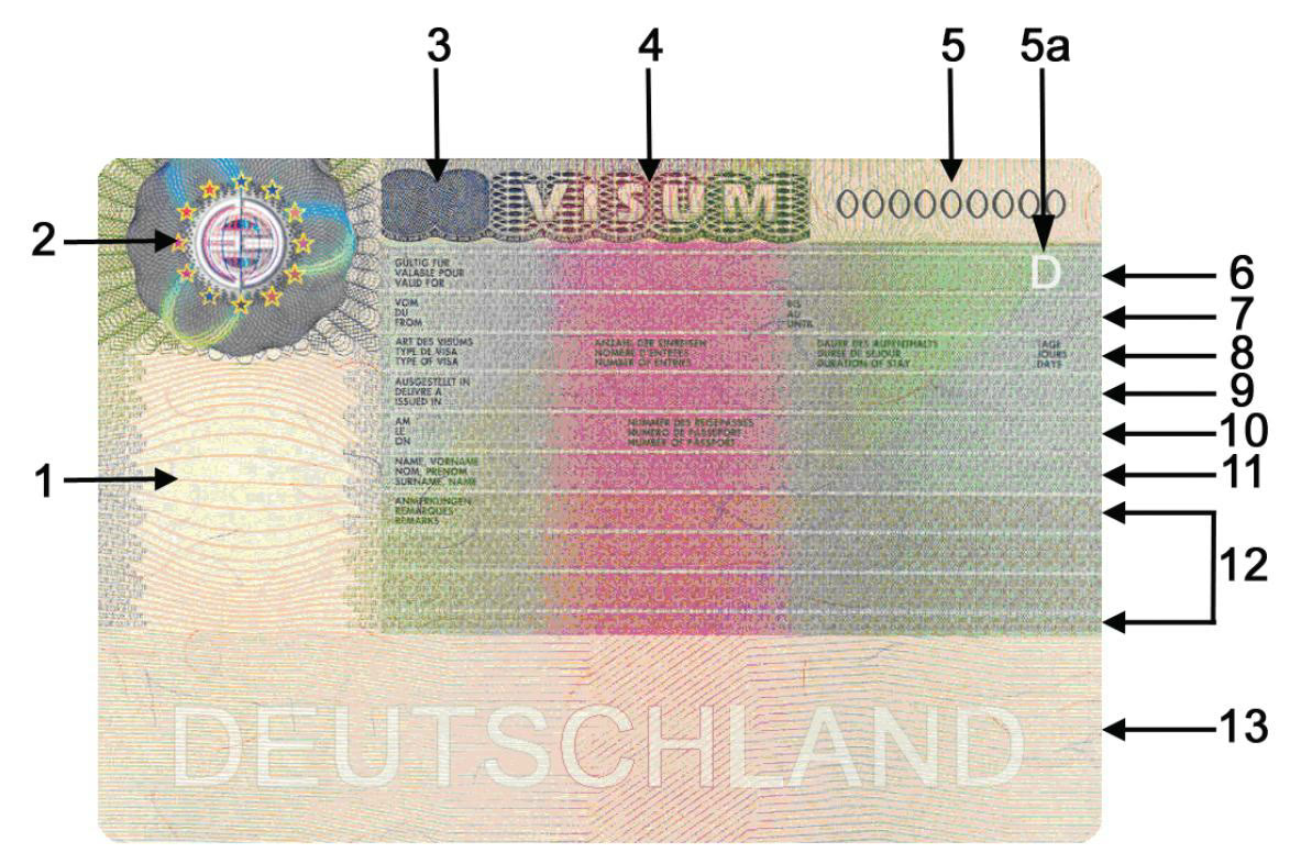 Sample Schengen visa sticker