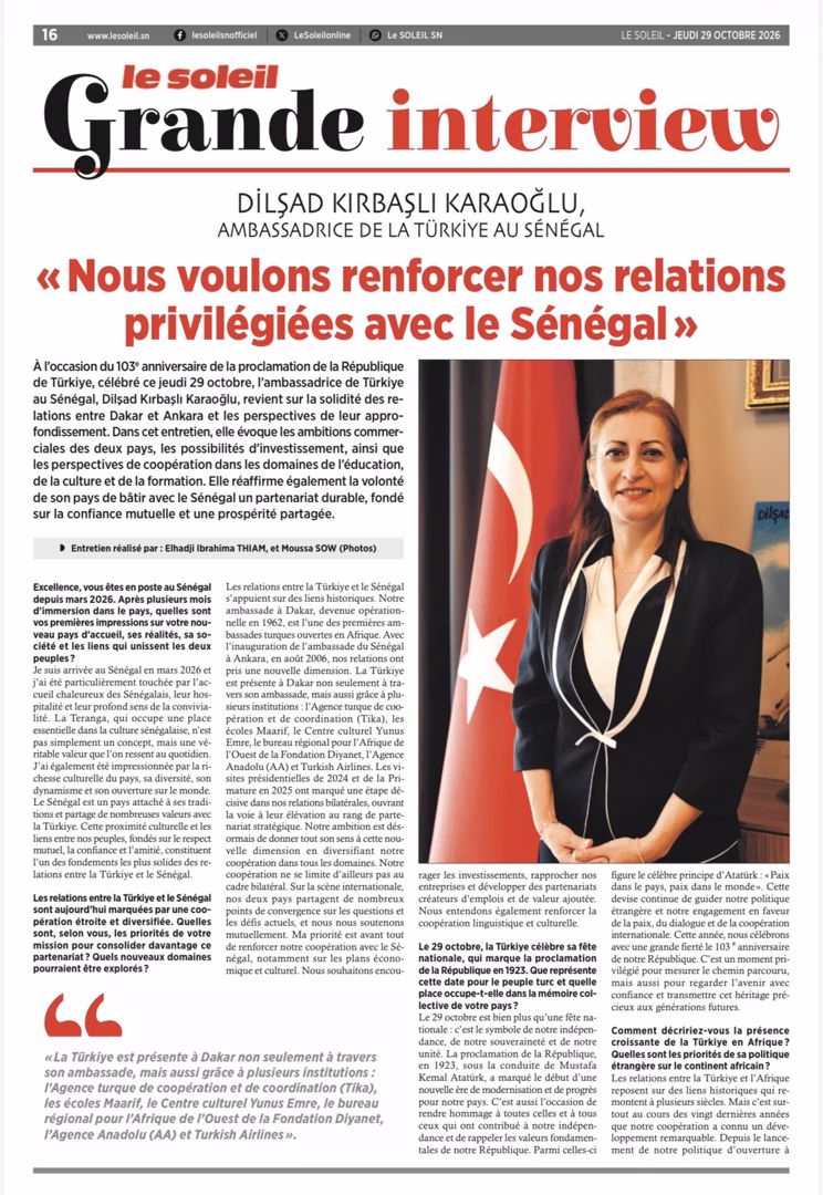 Le Soleil gazetesinin 29 Ekim sayısında yayımlanan Karaoğlu mülakatı