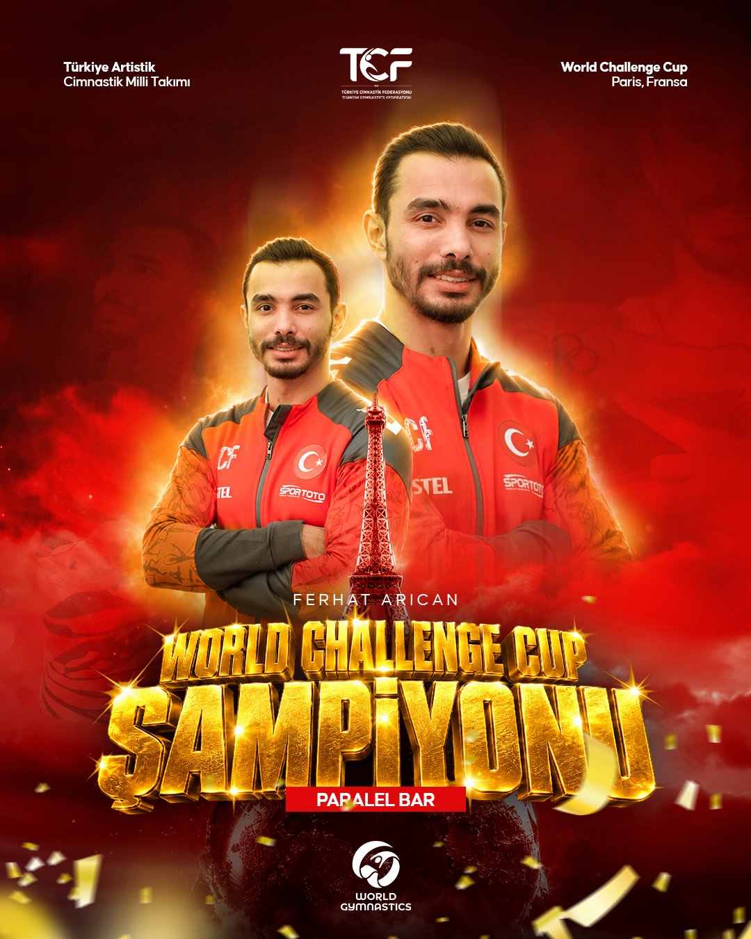 Türkiye Cimnastik Federasyonu'nun Ferhat Arıcan şampiyonluk görseli