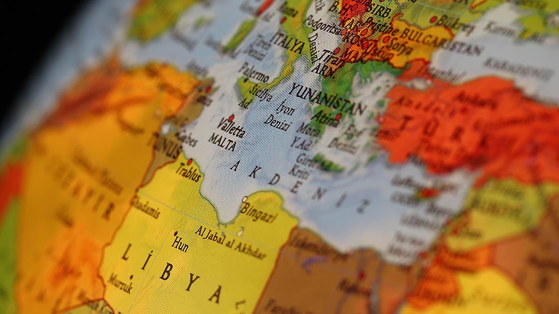 Libya and the Eastern Mediterranean on a map