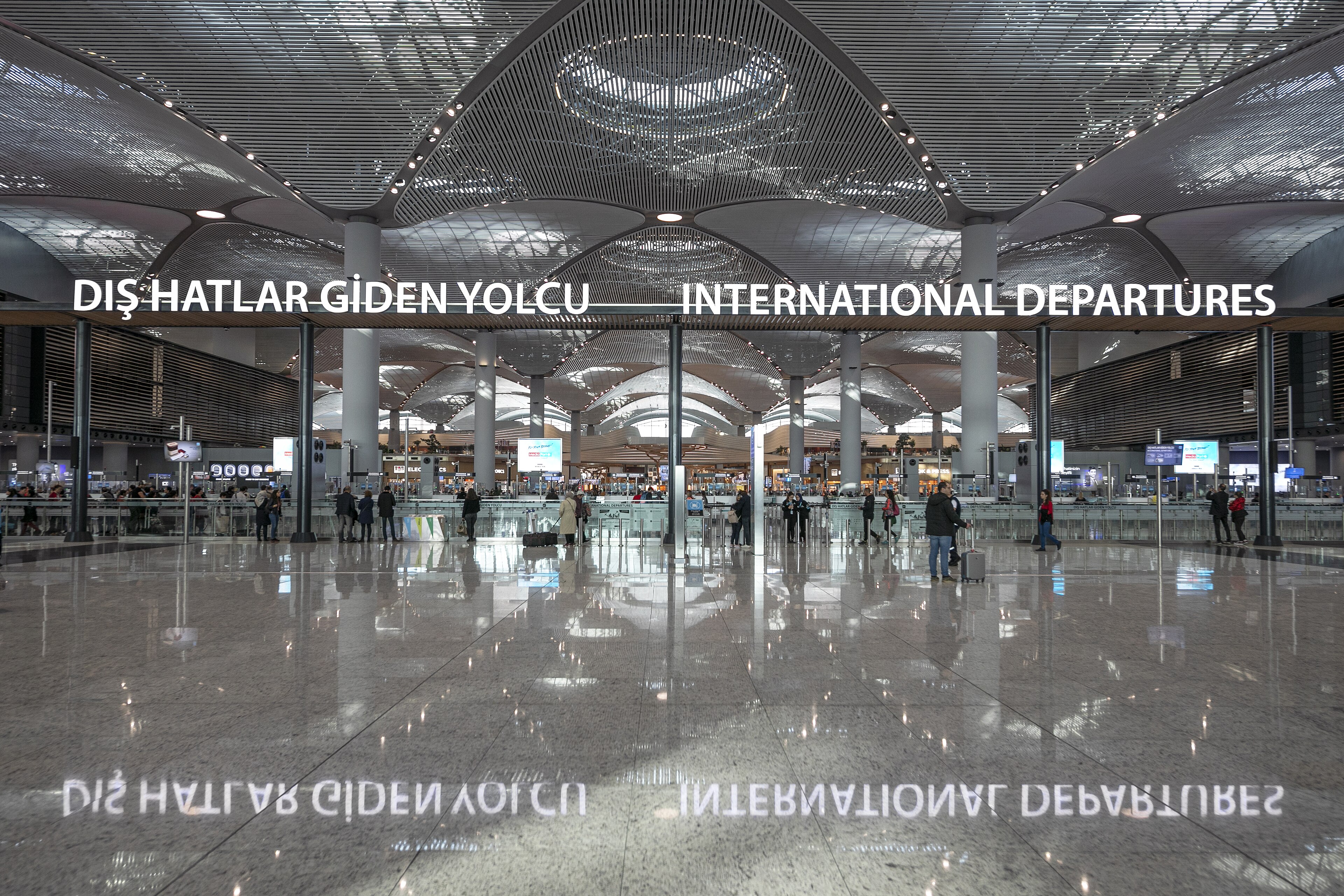 The international departures hall at Istanbul Airport