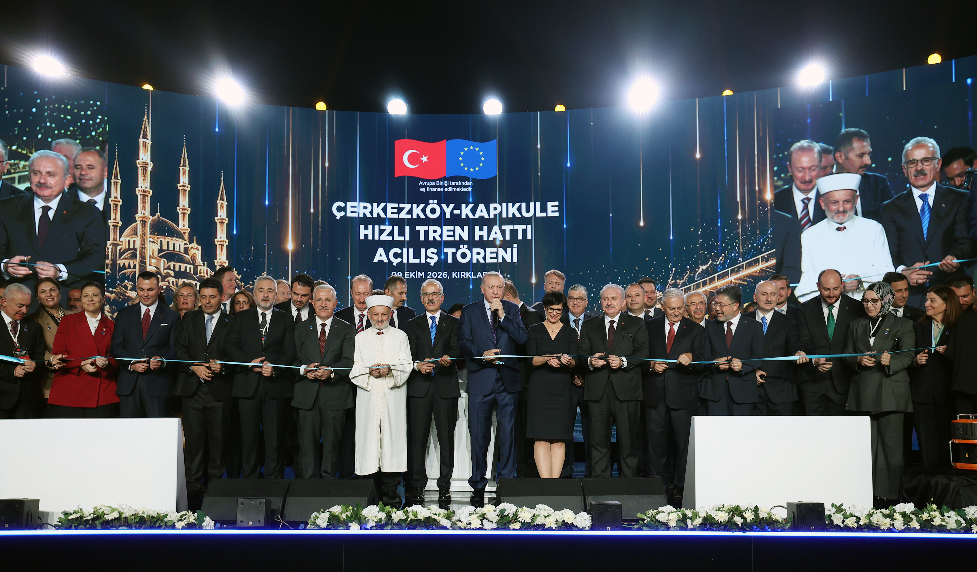 Çerkezköy-Kapıkule Hızlı Tren Hattı'nın açılışı için kurdele kesildi