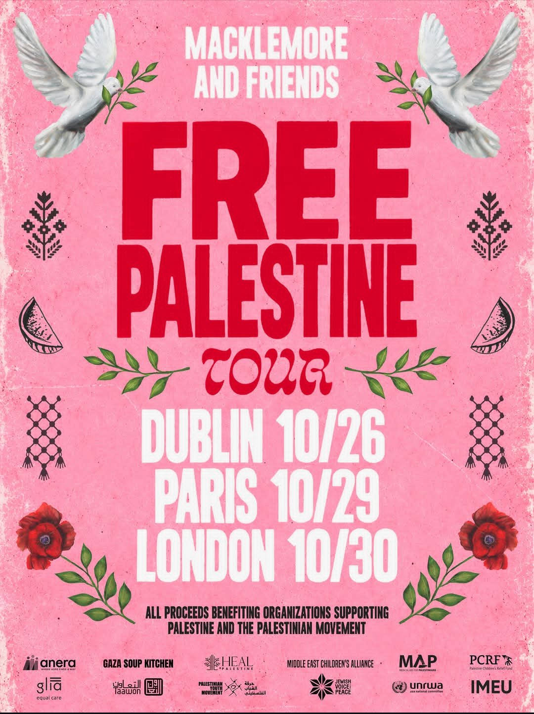 “Free Palestine” turnesinin afişi