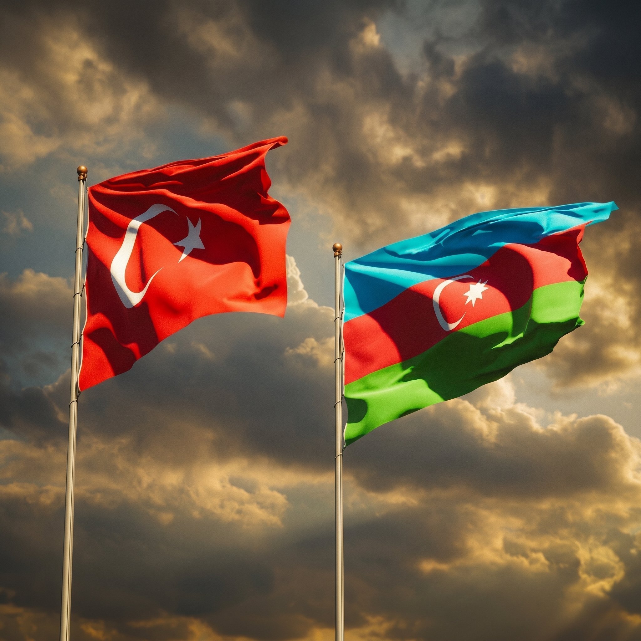 Türk ve Azerbaycan bayrakları