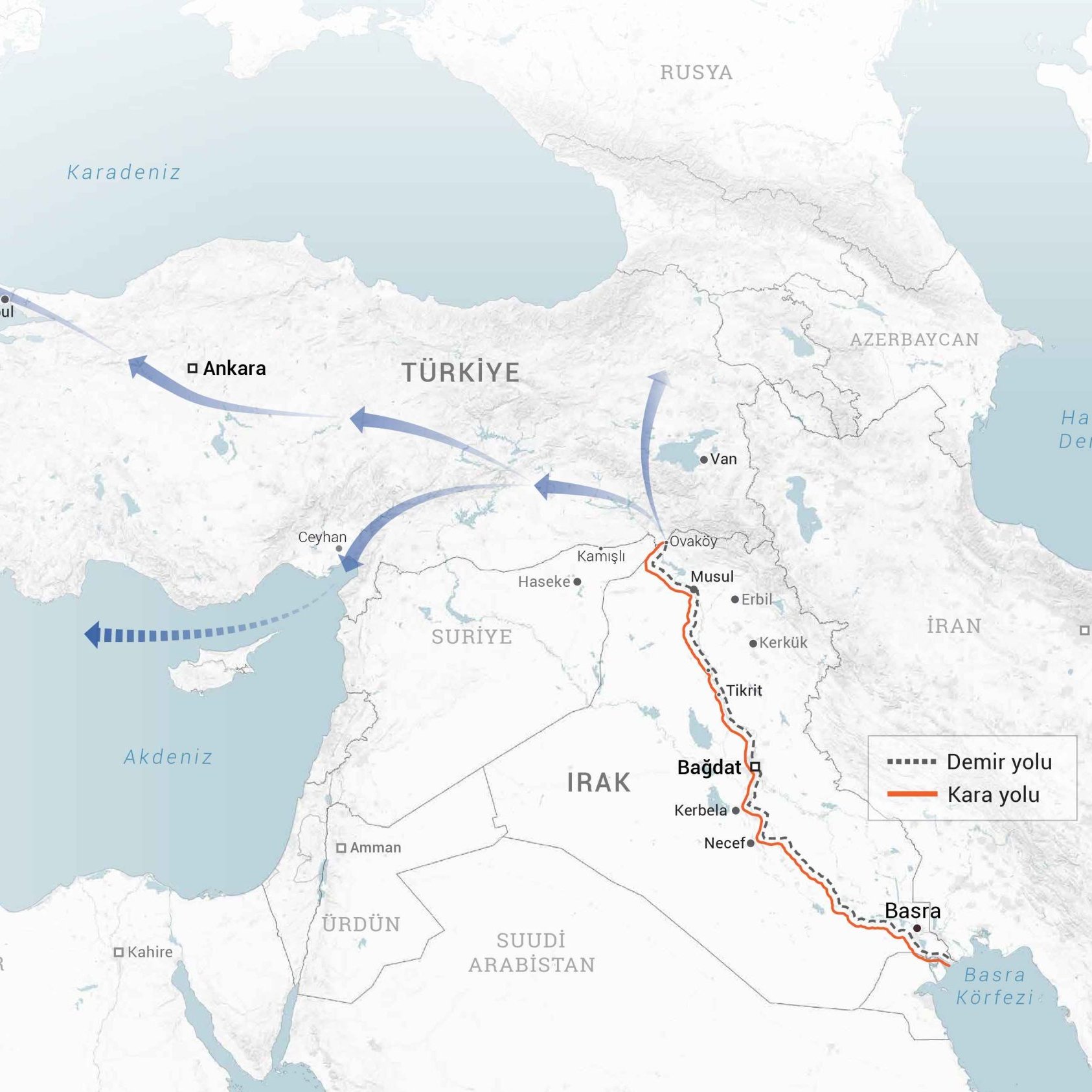 Kalkınma Yolu güzergâhı haritası