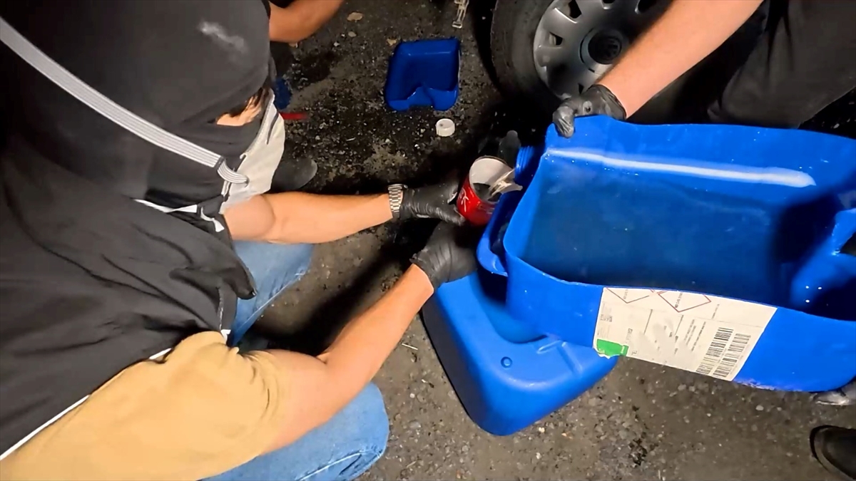 Liquid drugs from the tanks are emptied into containers