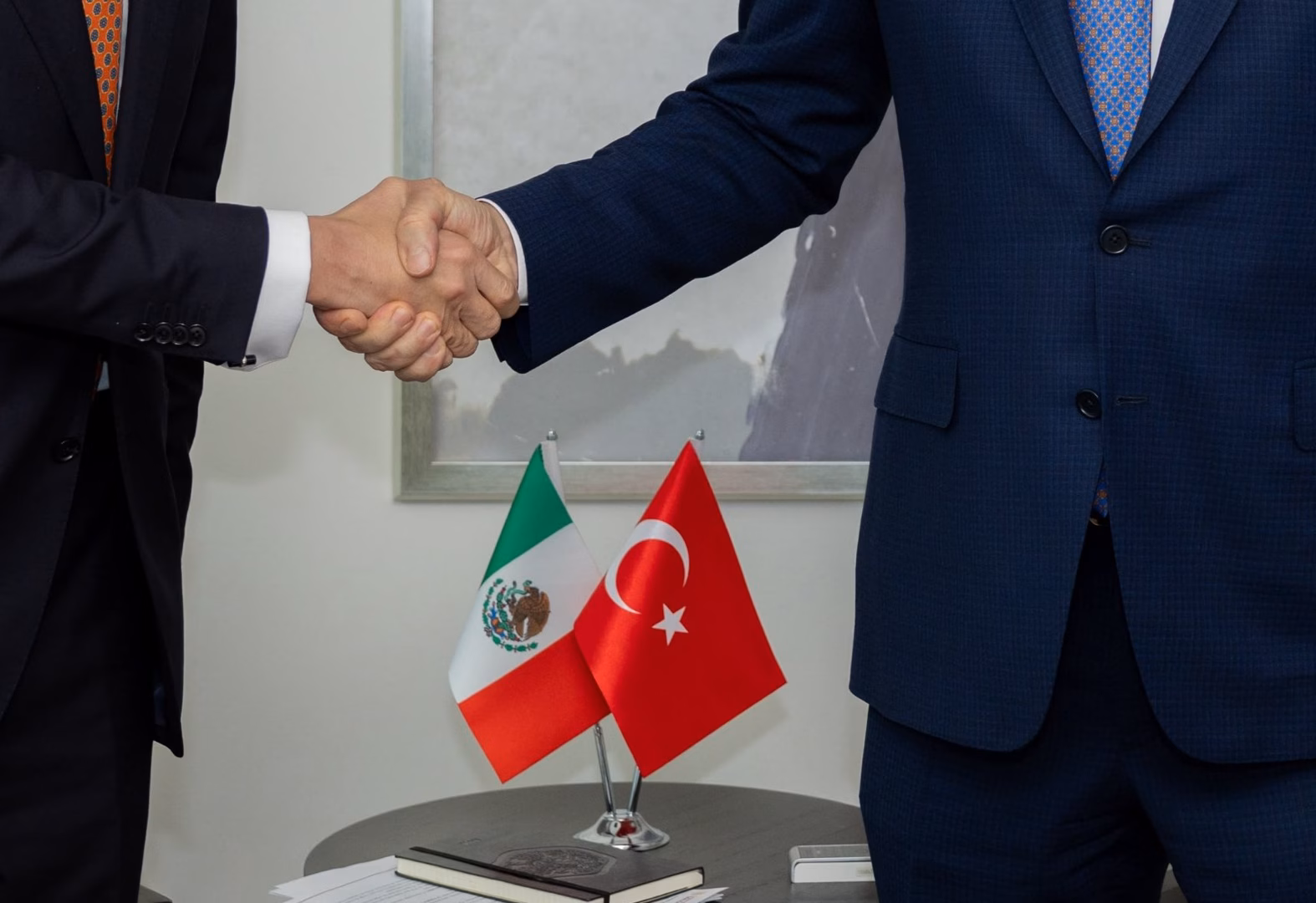 Fidan ile Velasco Alvarez, Türk ve Meksika bayraklarının önünde tokalaştı