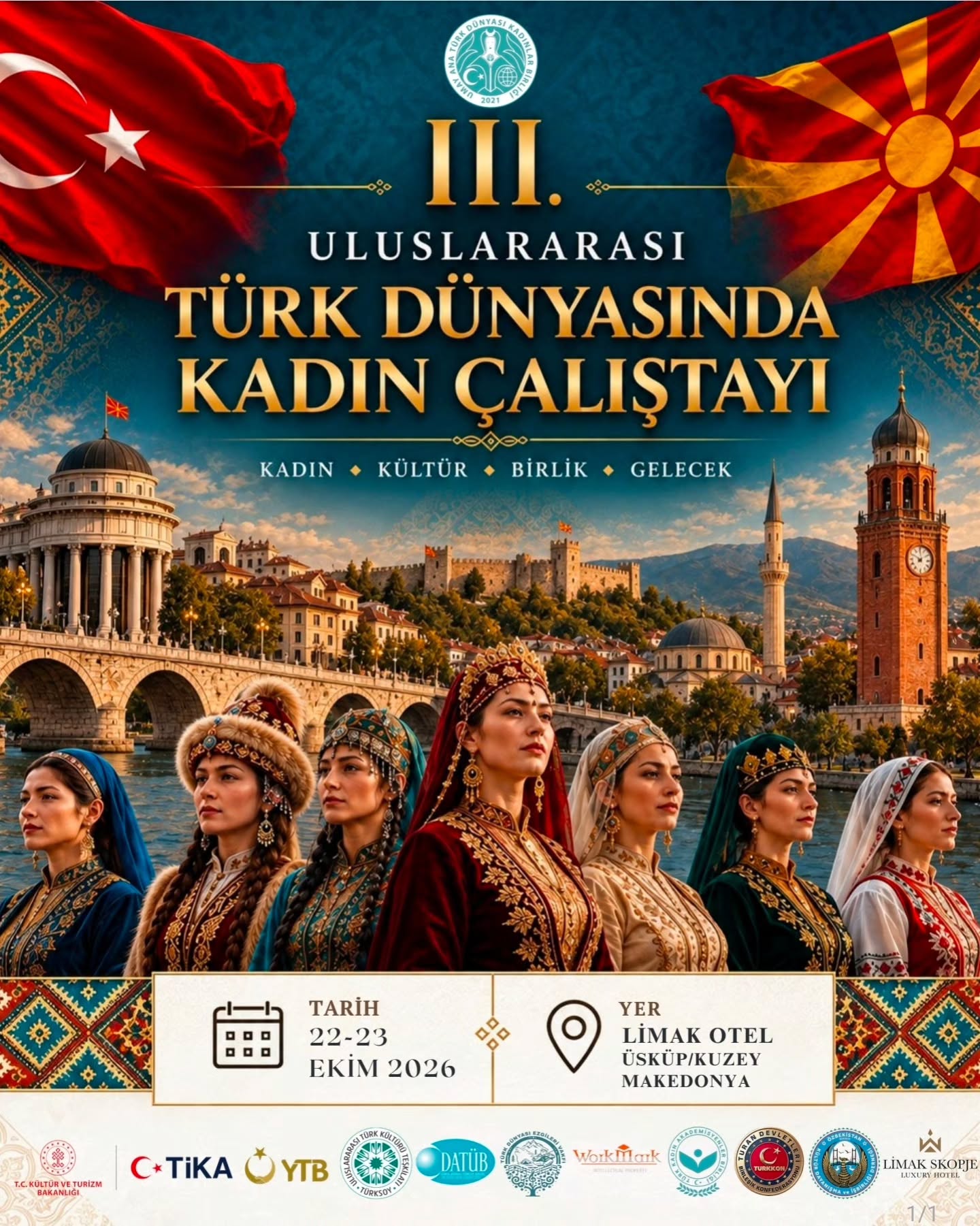 III. Uluslararası Türk Dünyasında Kadın Çalıştayı afişi